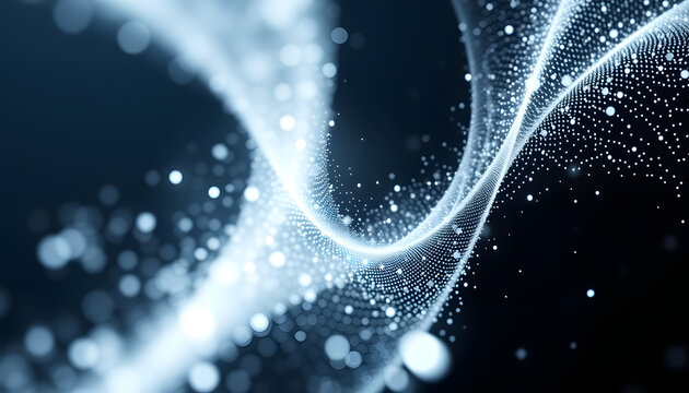 Animation cyber or technology background. Abstract Animated Particles Background with Trapcode Form. Abstract Trapcode Form digital particle wave and lights background isolated with white highlights