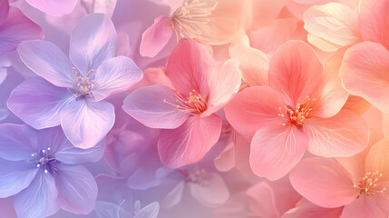 Obraz premium Delicate Floral Illustration - Soft Pink and Purple Blossoms