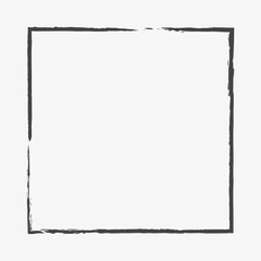 Hand drawn grunge square. Black rectangle ink frame. Vector illustration