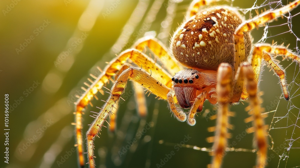 Poster close-up view of a colorful spider in nature