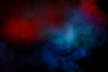 Blue and purple steam on a black background.