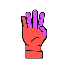 four number hand gesture line icon vector. four number hand gesture sign. isolated symbol illustration