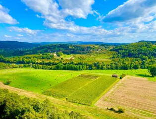 Obraz premium landscape with fields in Dordogne
