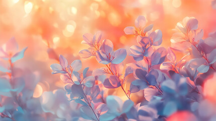 Soft Pastel Flowers in a Sunset Glow Abstract Background