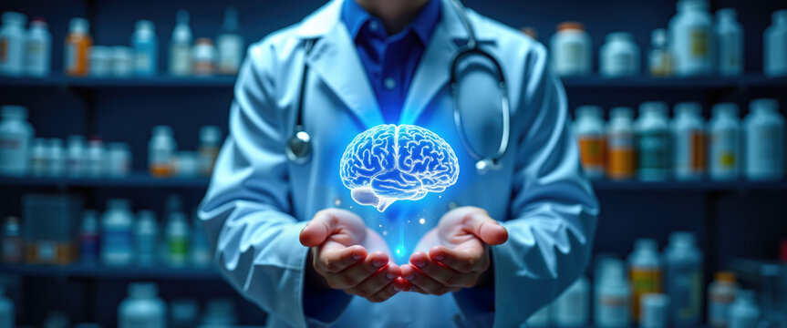 Doctor Holding a Brain - Neurology Concept - Medical Website