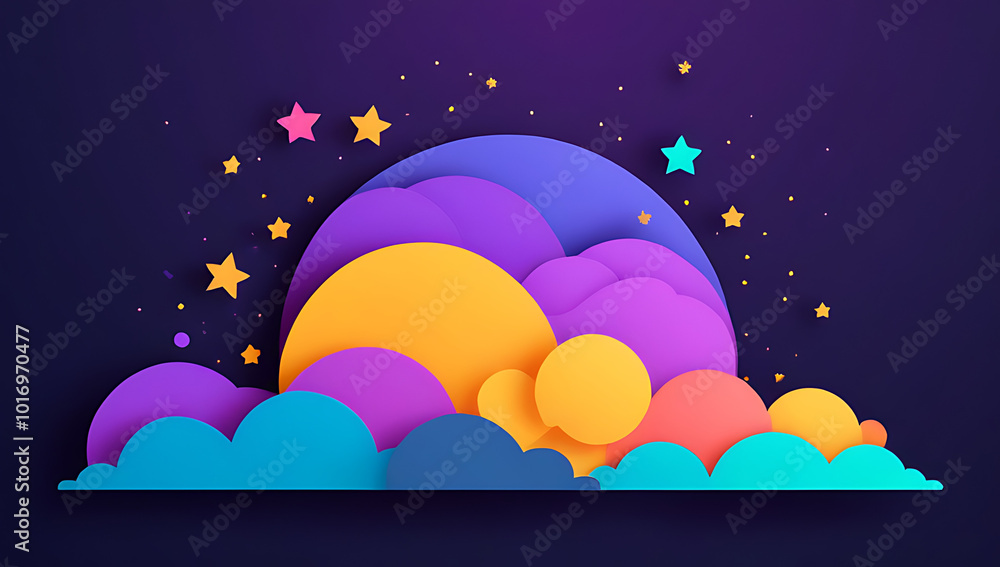 Poster magical particle effects simple motion graphics creating dynamic background