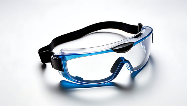 safety goggles plastic lenses displayed clean white backdrop showcase various protective eyewear models used sports medical construction purposes