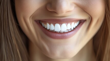 Obraz premium Natural Smiling Woman with White Teeth Close-up Portrait