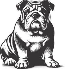 Emotional bulldog silhouette vector design