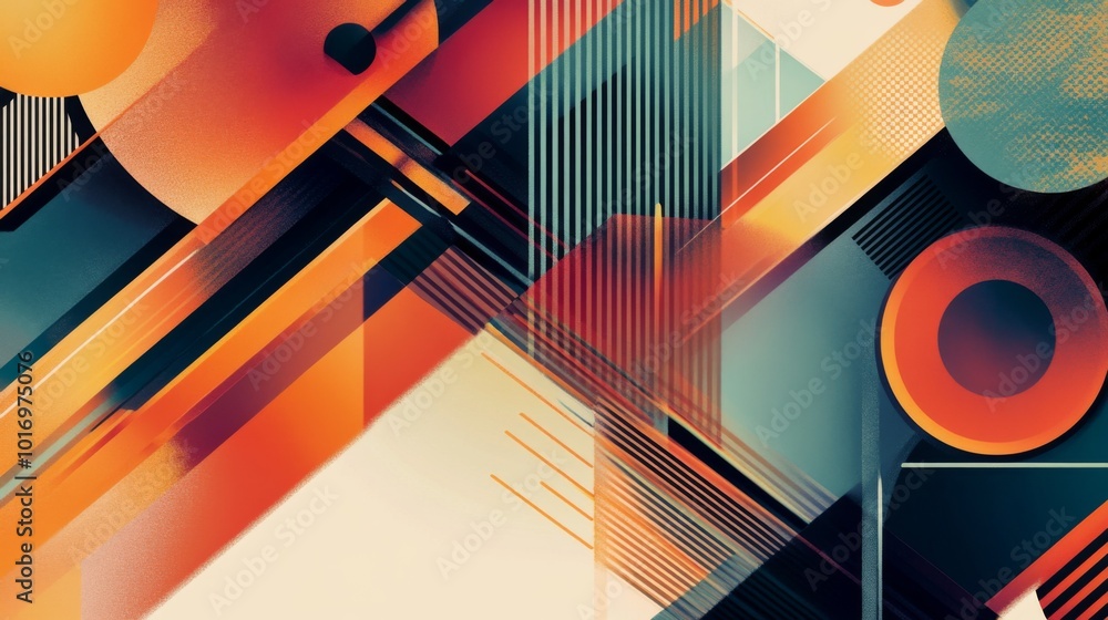 Poster abstract colorful geometric shapes in dynamic composition