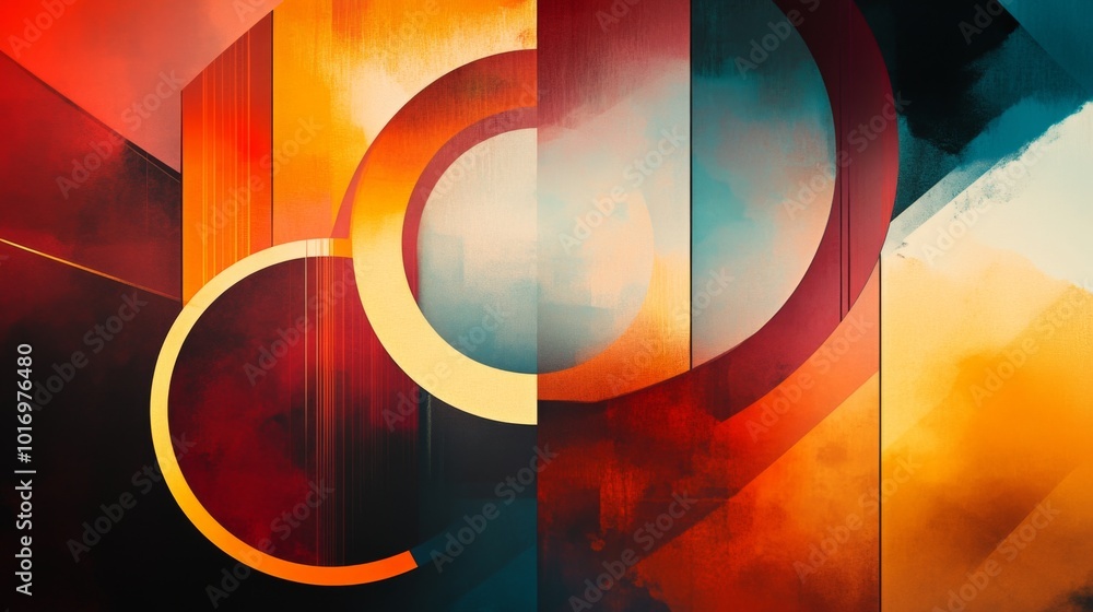 Poster abstract geometric patterns in vibrant colors