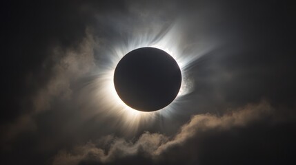 Obraz premium Beautiful Solar Eclipse Surrounded by Dark Clouds