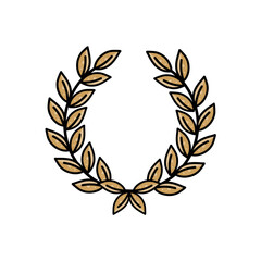 laurel wreath, hand-painted in retro style