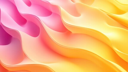 Obraz premium Elegant Pink and Yellow Abstract 3D Background with Ripple Surface and Copy Space