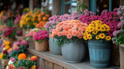 Fototapeta premium Fall Flowers created with Generative AI Technology, ai, generative