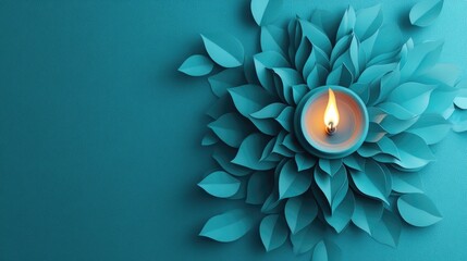 Elegant Diwali Celebration Mandala Wallpaper in Turquoise 3D Ornamental Design