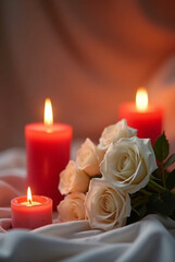 candles and rose petals
