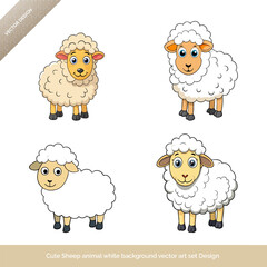 Obraz premium Cute Sheep Animal on White Background Vector Art Set Design