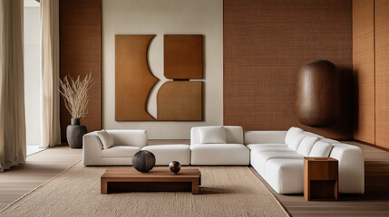A living room with a couch coffee table and Modern Interior Design