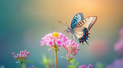 Colorful Butterfly on Vibrant Flower in Natural Setting