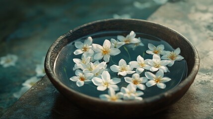 Serene Bowl with Floating White Flowers