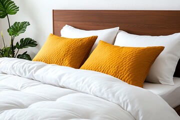 Realistic image of a bed with rumpled sheets and pillows, representing the natural, peaceful state of rest after a good nightâ€™s sleep