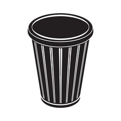 Wastebasket silhouette vector art illustration black color white background