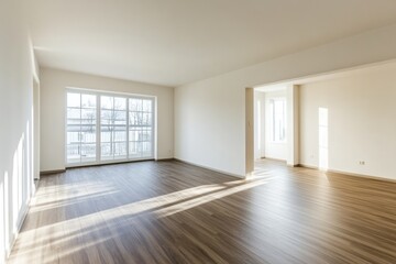Fototapeta premium Urban Minimalist Living Space with White Walls and Wooden Floor