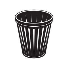 Wastebasket silhouette vector art illustration black color white background