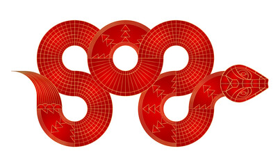 Outline geometric Snake. Chinese new year 2025 symbol.
