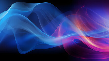 Obraz premium Graceful Smoke Waves: Ethereal Pink and Blue Flow on Dark Background