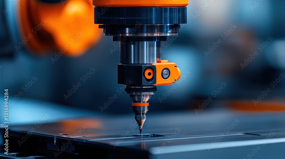 Poster technician configuring an industrial robot for precise manufacturing tasks, symbolizing the increasi