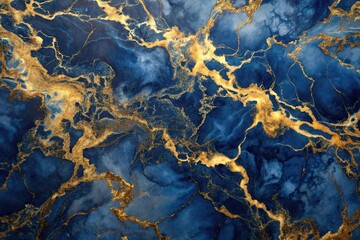 Fototapeta premium Abstract navy blue and gold marble texture background