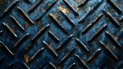 Abstract Blue and Gold Diamond Pattern Texture Background