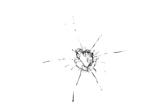 Texture of broken glass on a transparent background