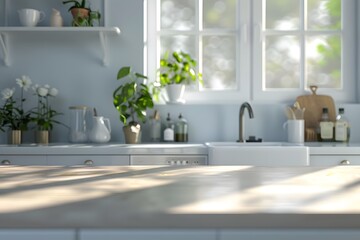 Bright and Inviting Kitchen with Natural Light and Greenery
