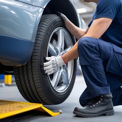 Mechanic repairing a car