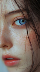 Close-up of the eyes and eyelashes, no makeup