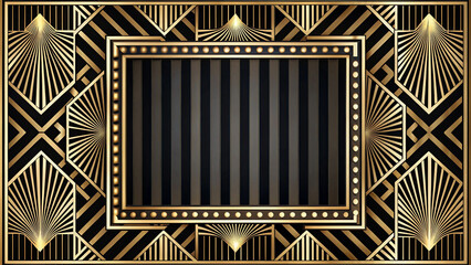 An Art Deco-style frame with a black background.