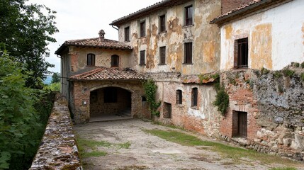 Obraz premium Abandoned rustic building in Tuscany showcasing weathered charm and timeless architecture