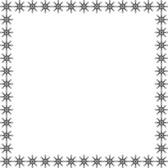 Snowflake square frame. Winter snowflake round border.