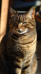 Fototapeta premium A striking wildcat basking in the warm sunlight on a playful afternoon