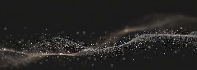 Futuristic abstract wave dot particle background isolate, Abstract background with a wave of dots on black, vector illustration. Design element for a banner 