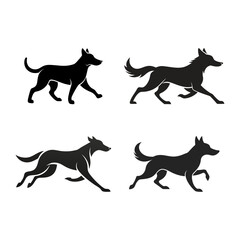 set of dogs silhouettes