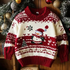 Festive Christmas Sweaters with Holiday Patterns. AI generated image