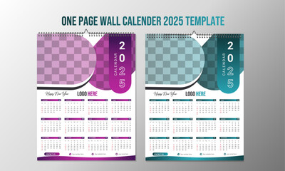 Creative modern Calender Design 2025 template with multiple color variation