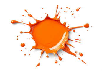 A splash of orange paint on a transparent background