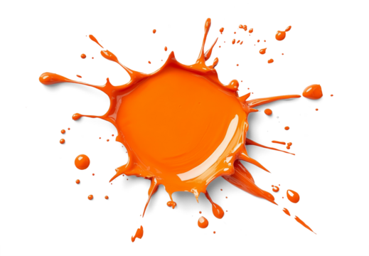 A splash of orange paint on a transparent background