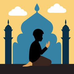 silhouette of a person with mosque