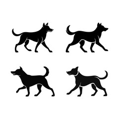 set of dogs silhouettes